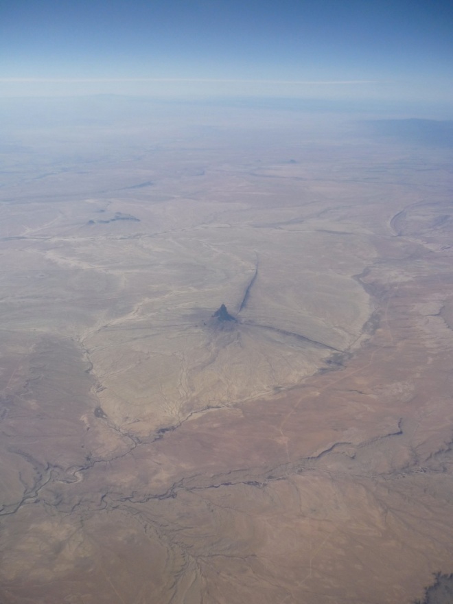 On route to Las Vegas. Shiprock, New Mexico. The window seat is the best.  